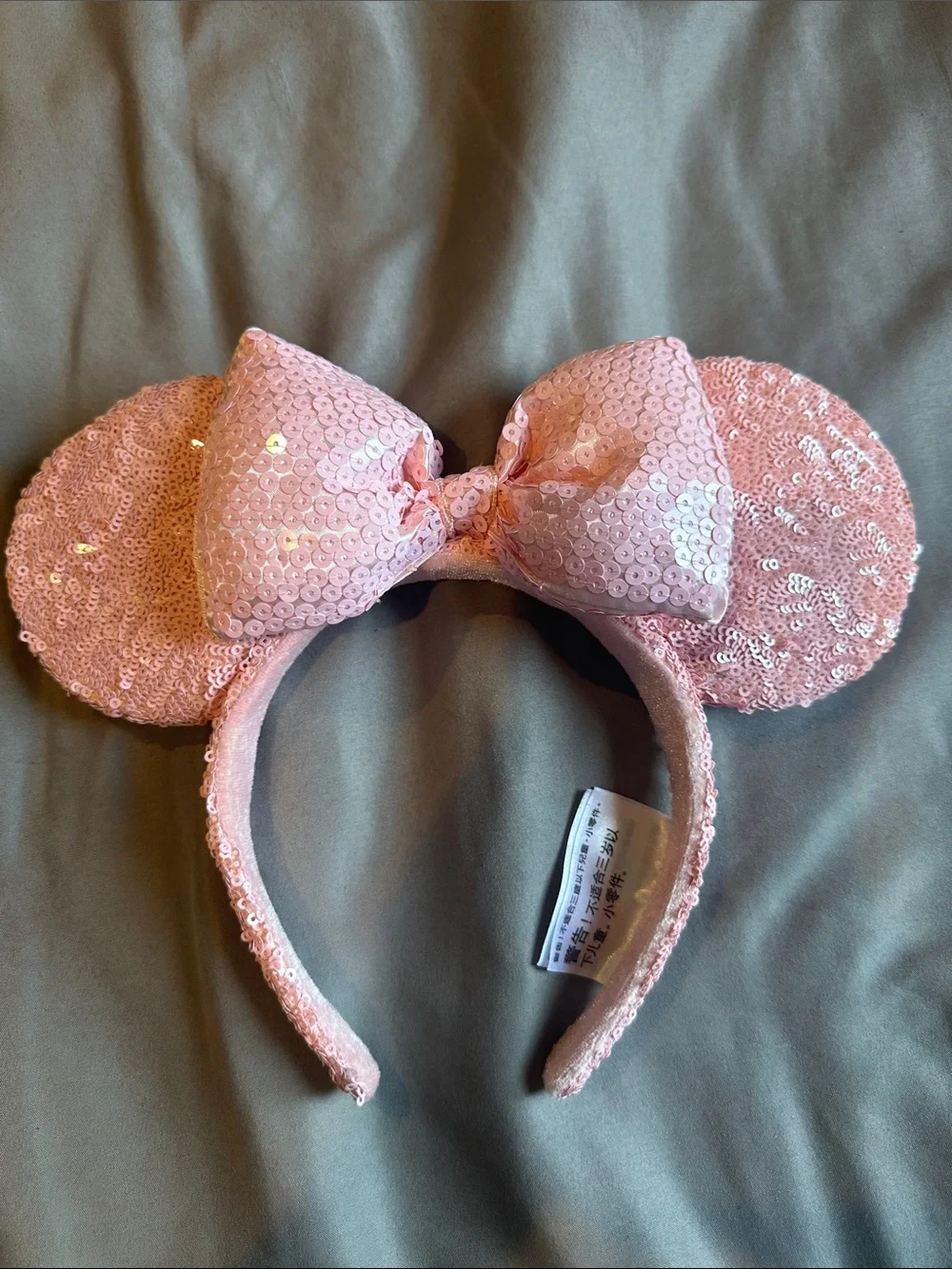 Disney Pink Sequin Minnie Ear Headband with Bow